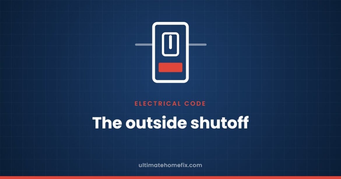 Outdoor electrical disconnect box with red emergency label